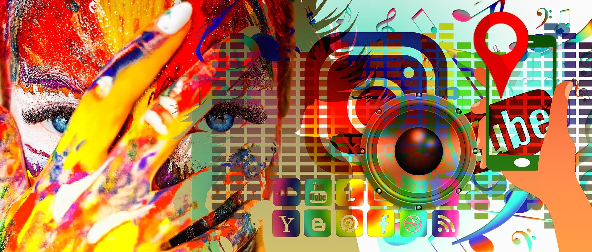 Retrato con distintas fuentes de elementos multimedia.