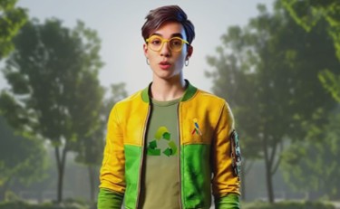 Sindi hablando con árboles verdes de fondo