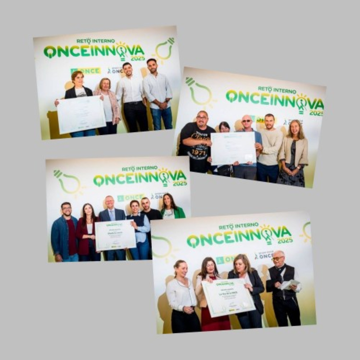 Collage imágenes 4 equipos ganadores Reto interno ONCE Innova 2025