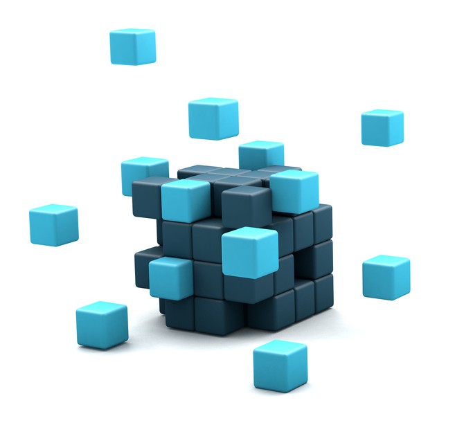 Cubo de Rubik azul que se va formando